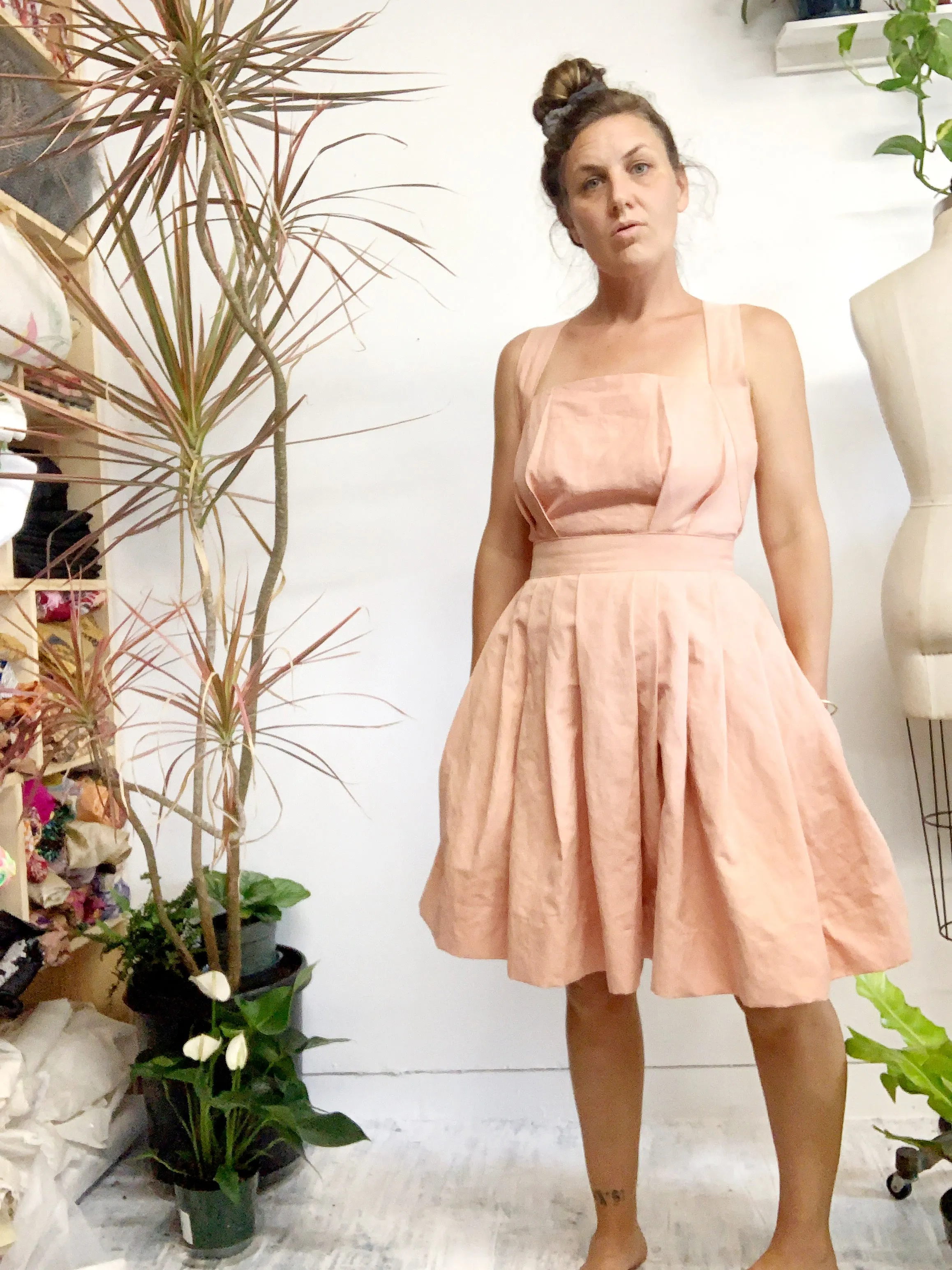 14/100 pleated dress hand dyed