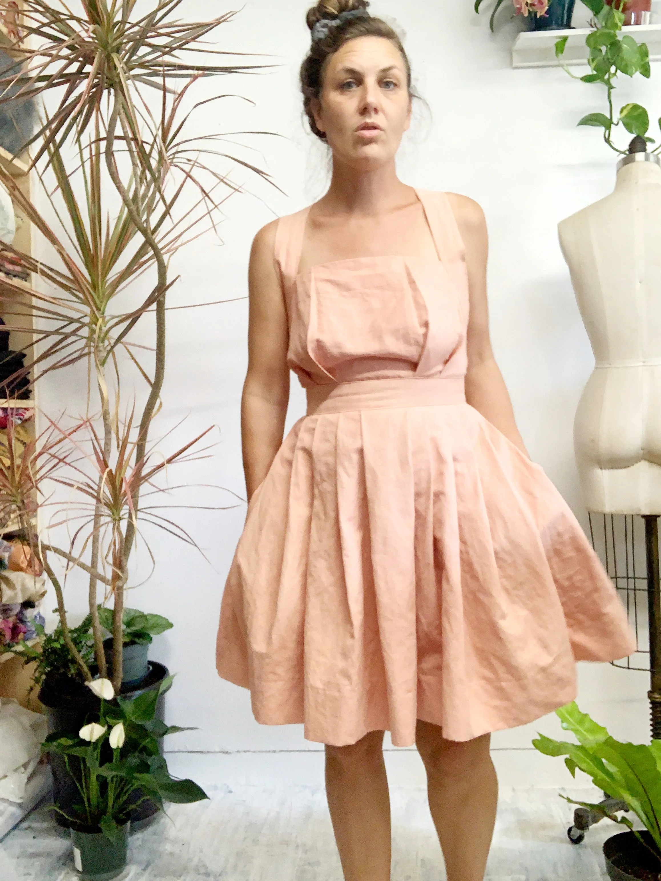 14/100 pleated dress hand dyed