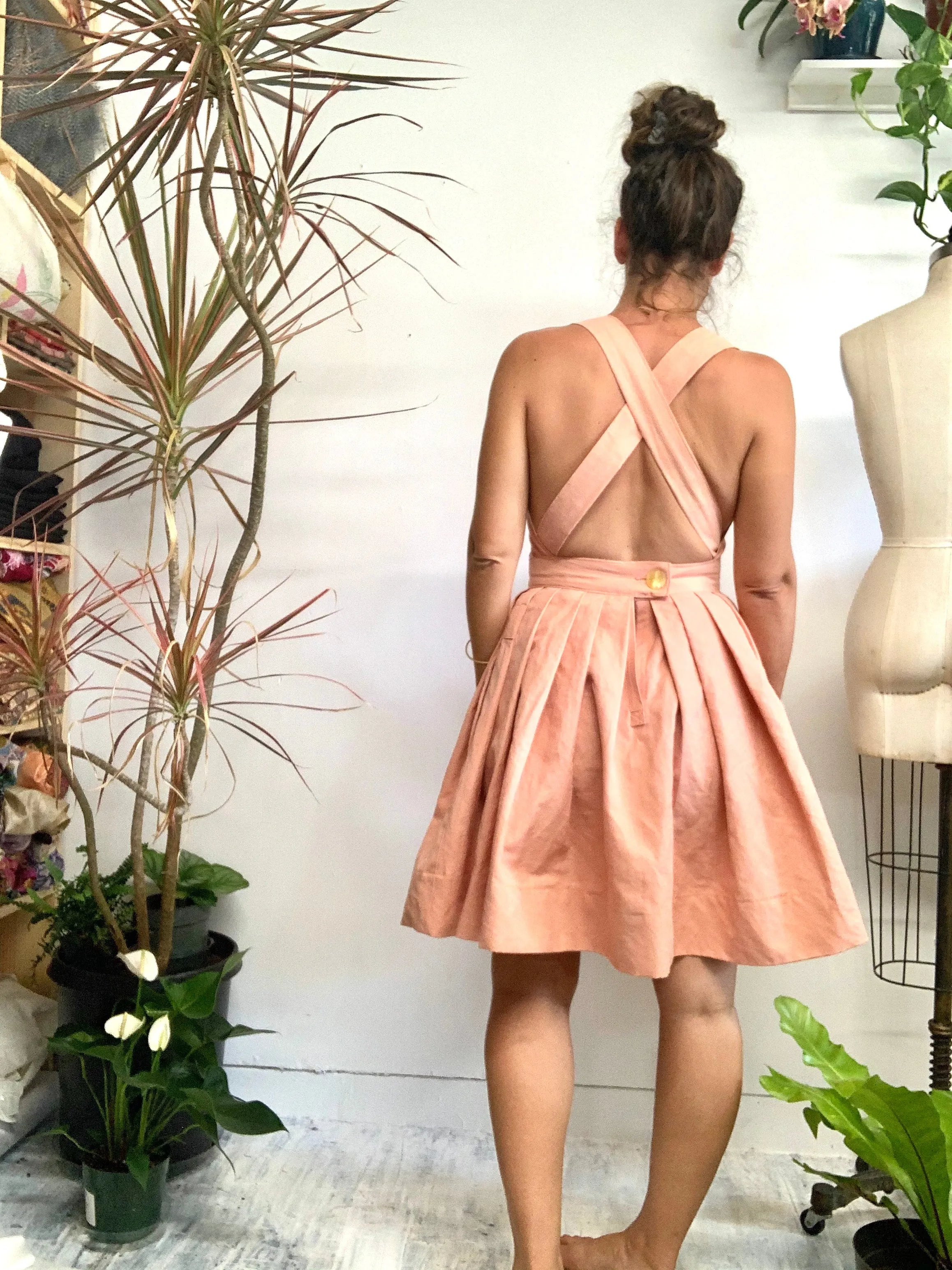14/100 pleated dress hand dyed