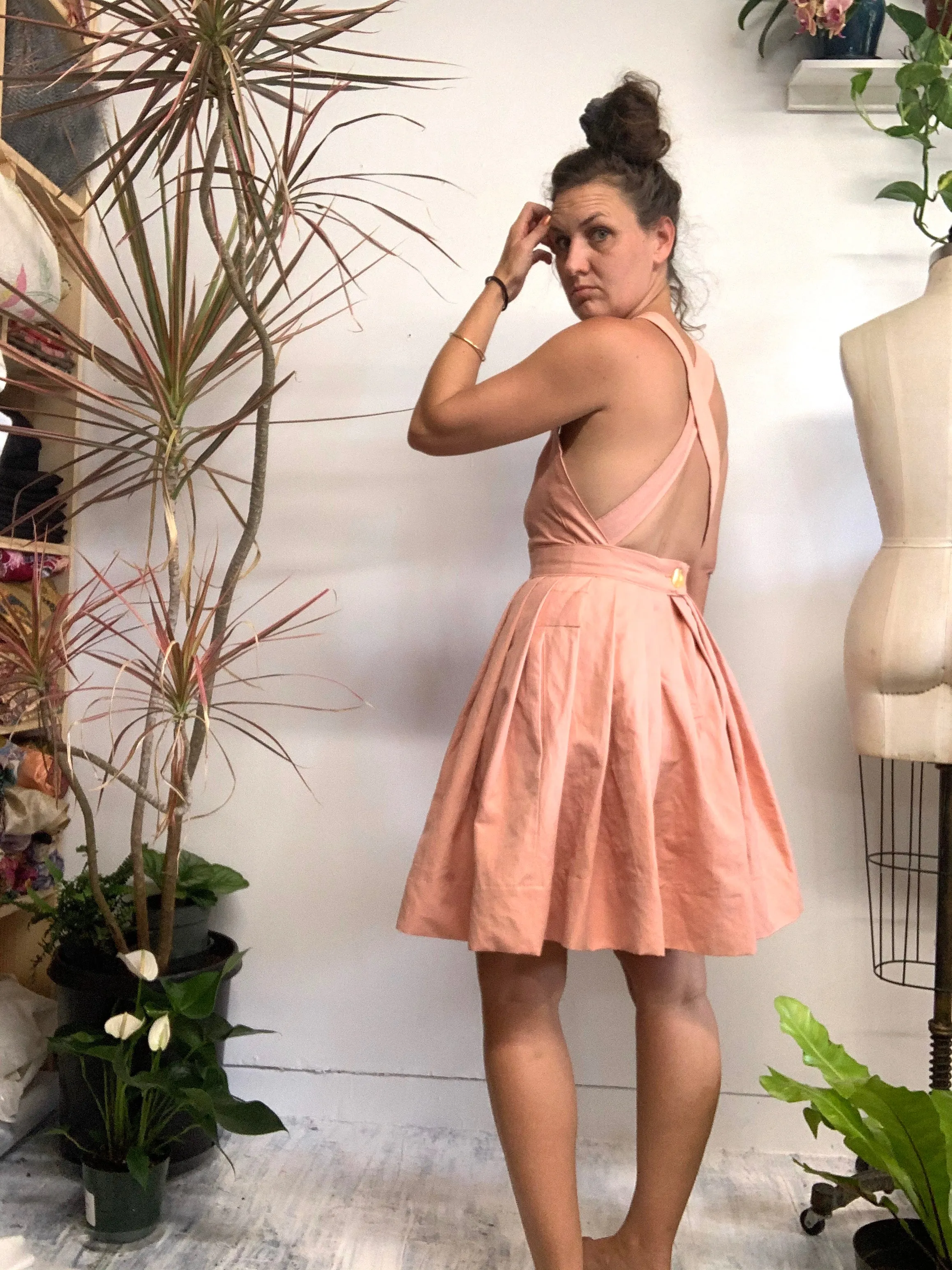 14/100 pleated dress hand dyed