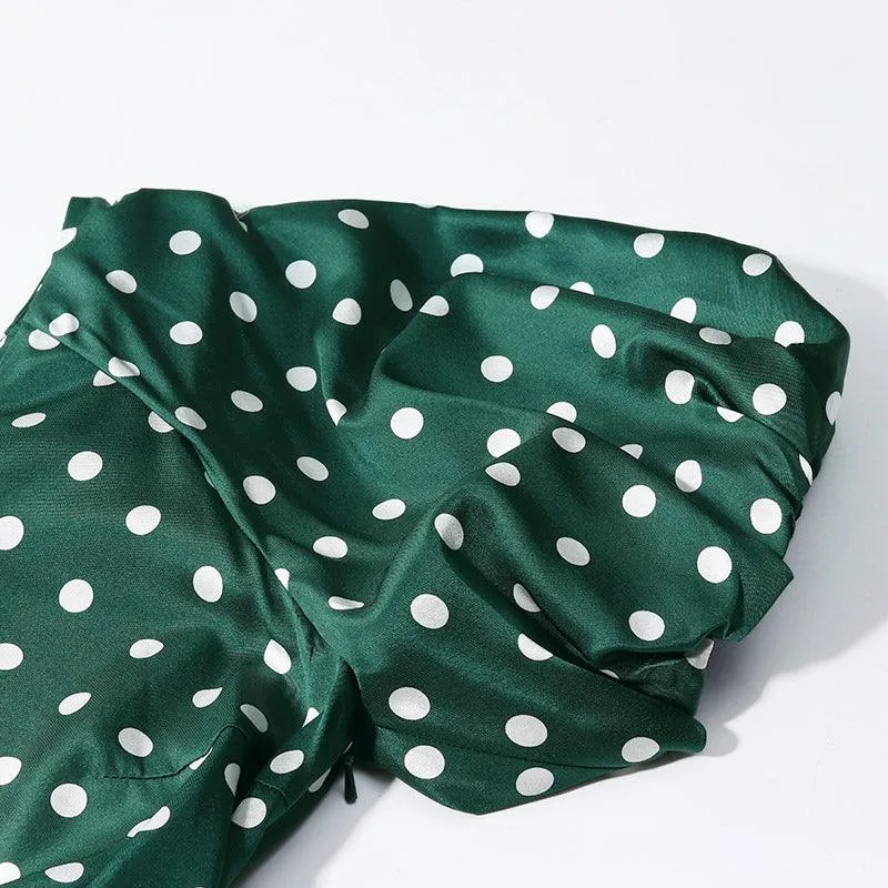 19 Momme Pure Silk Polka Dots Mid-Calf Dress