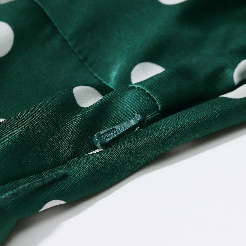 19 Momme Pure Silk Polka Dots Mid-Calf Dress