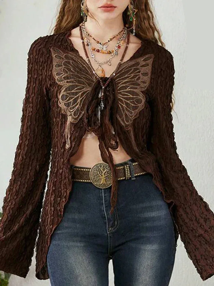 2024 Vintage 2000s Grunge Lace-Up Cardigans