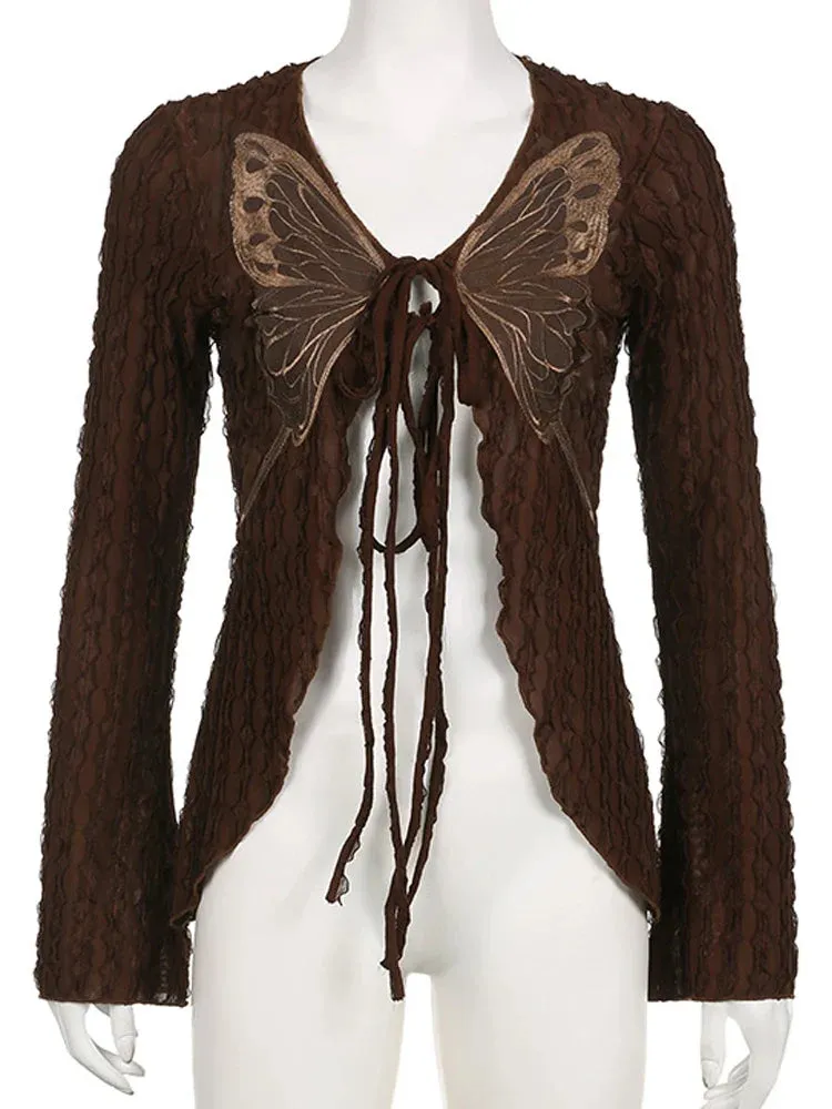 2024 Vintage 2000s Grunge Lace-Up Cardigans