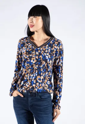 Animal Print V Neckline Top