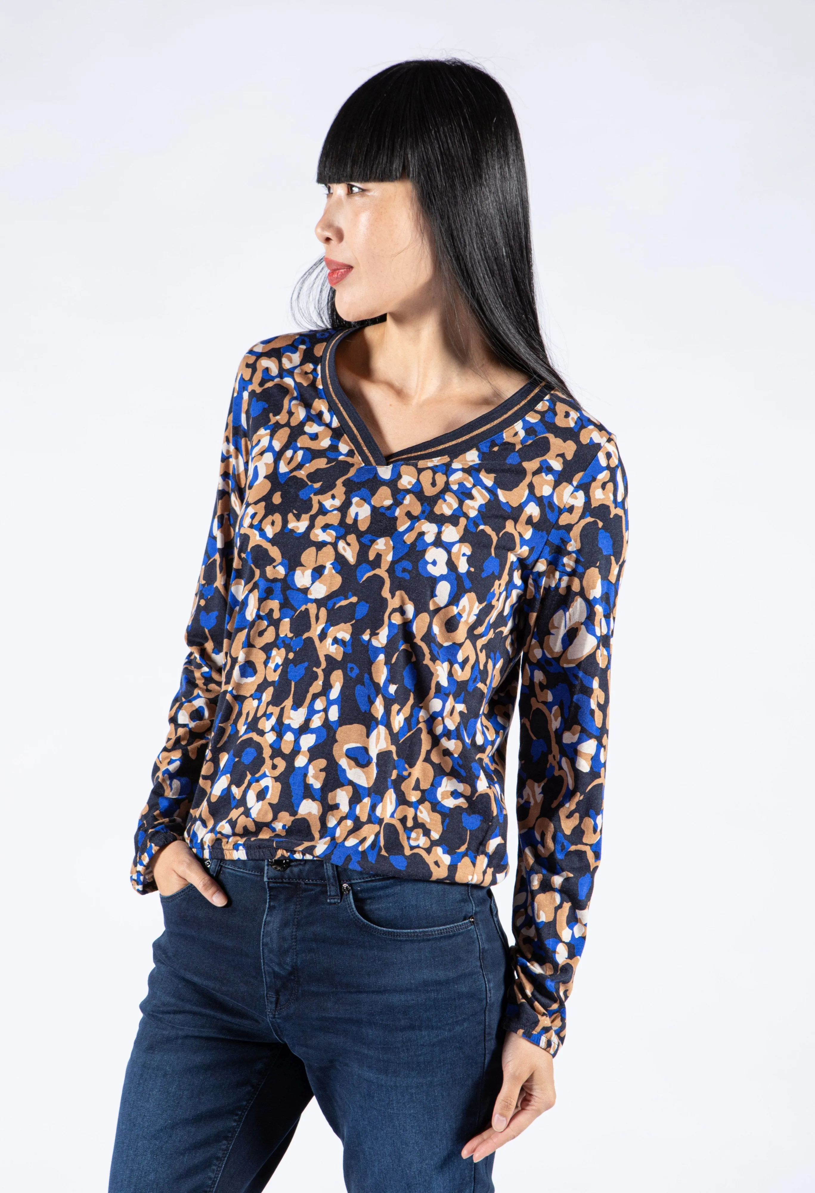 Animal Print V Neckline Top