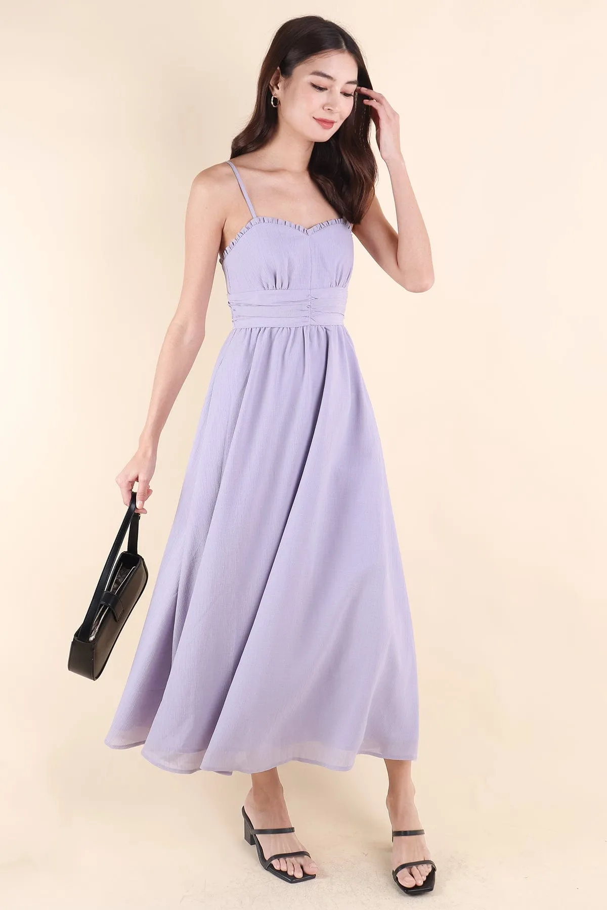 ANNELISE RUCHED MAXI DRESS IN PERIWINKLE