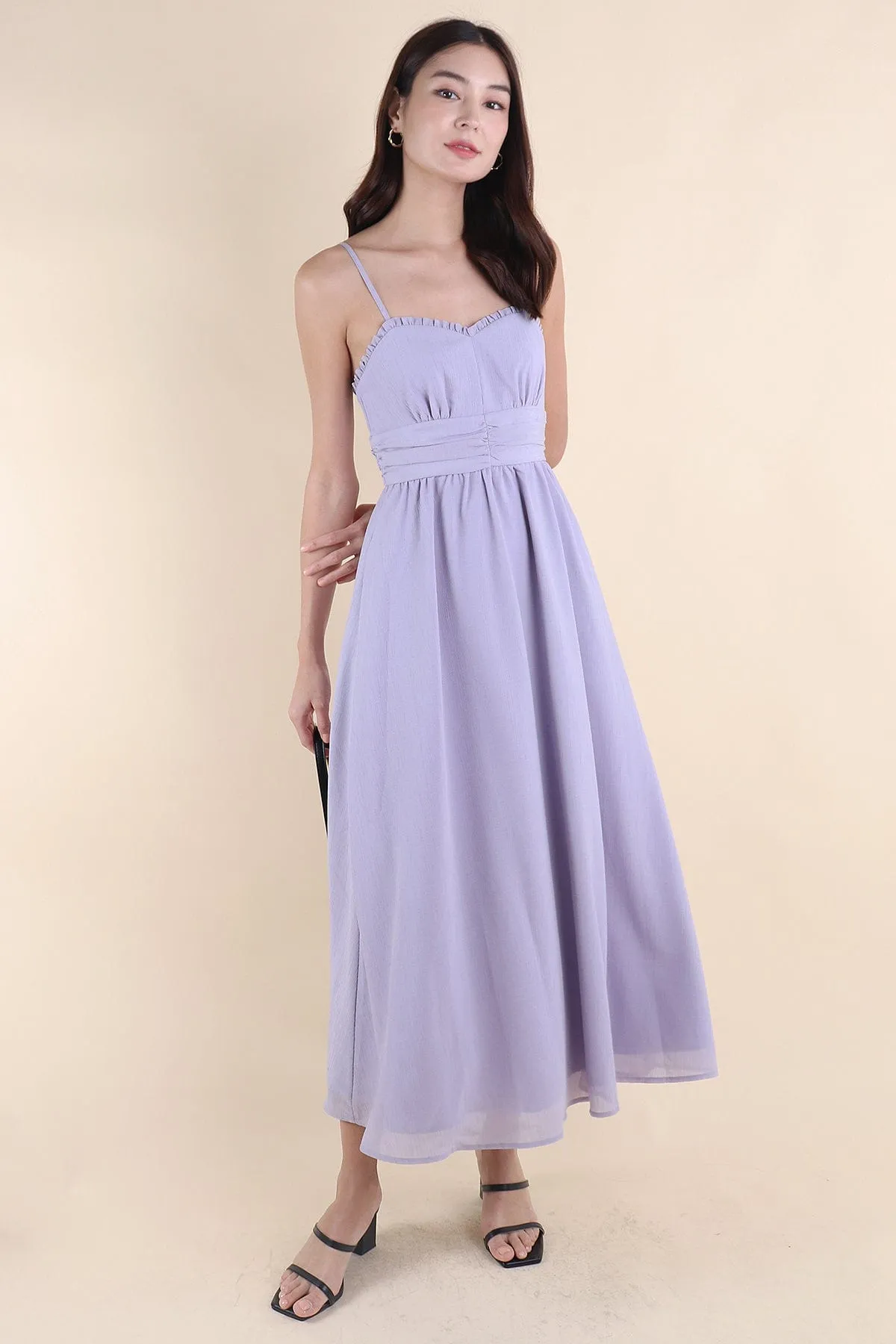 ANNELISE RUCHED MAXI DRESS IN PERIWINKLE