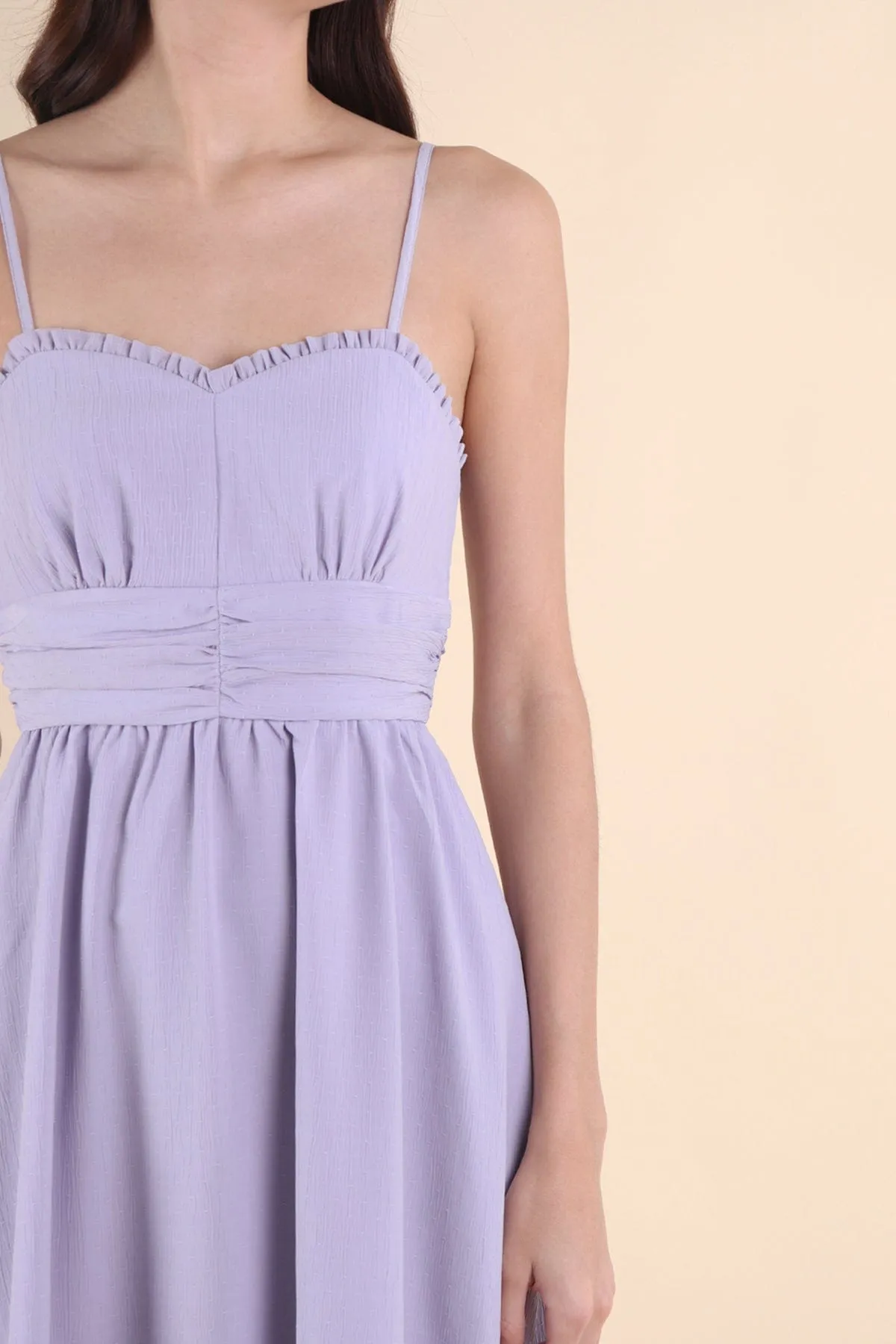 ANNELISE RUCHED MAXI DRESS IN PERIWINKLE