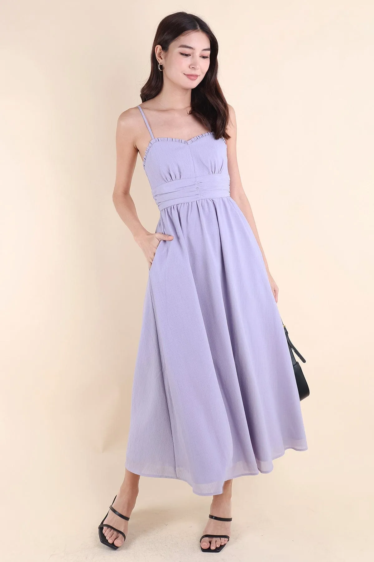 ANNELISE RUCHED MAXI DRESS IN PERIWINKLE