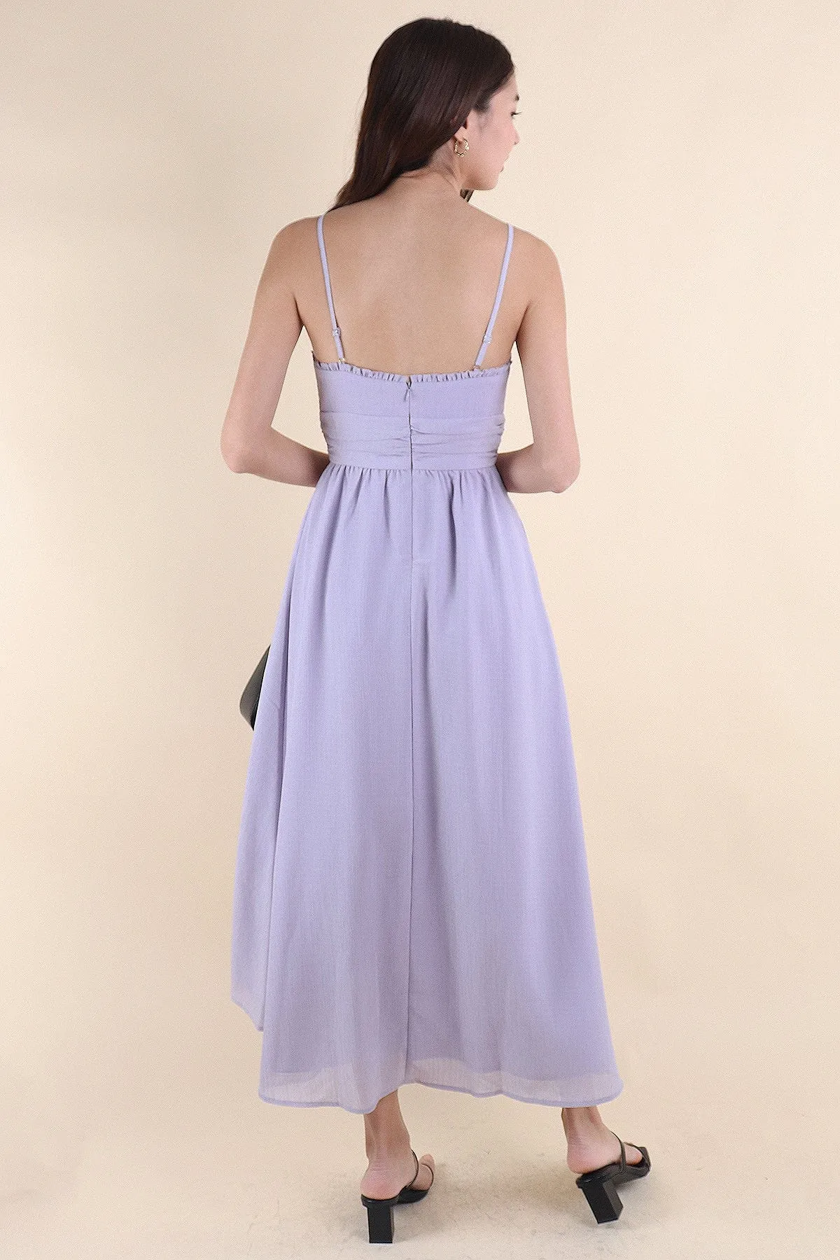 ANNELISE RUCHED MAXI DRESS IN PERIWINKLE