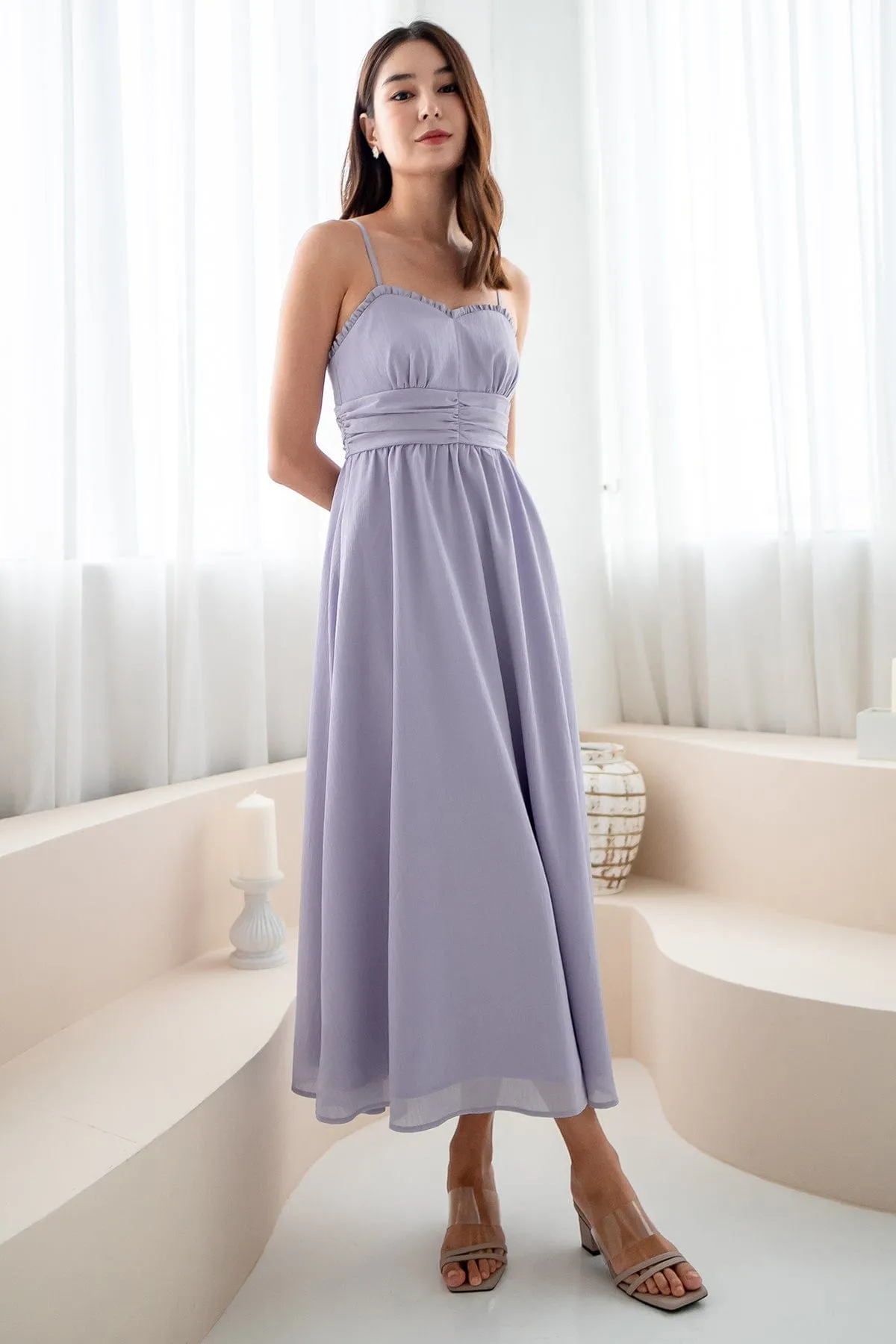 ANNELISE RUCHED MAXI DRESS IN PERIWINKLE