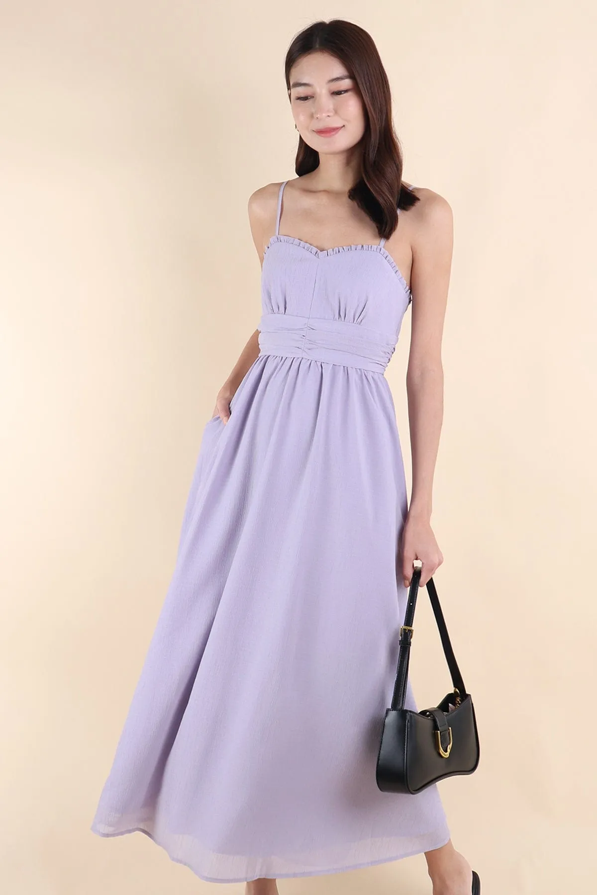 ANNELISE RUCHED MAXI DRESS IN PERIWINKLE