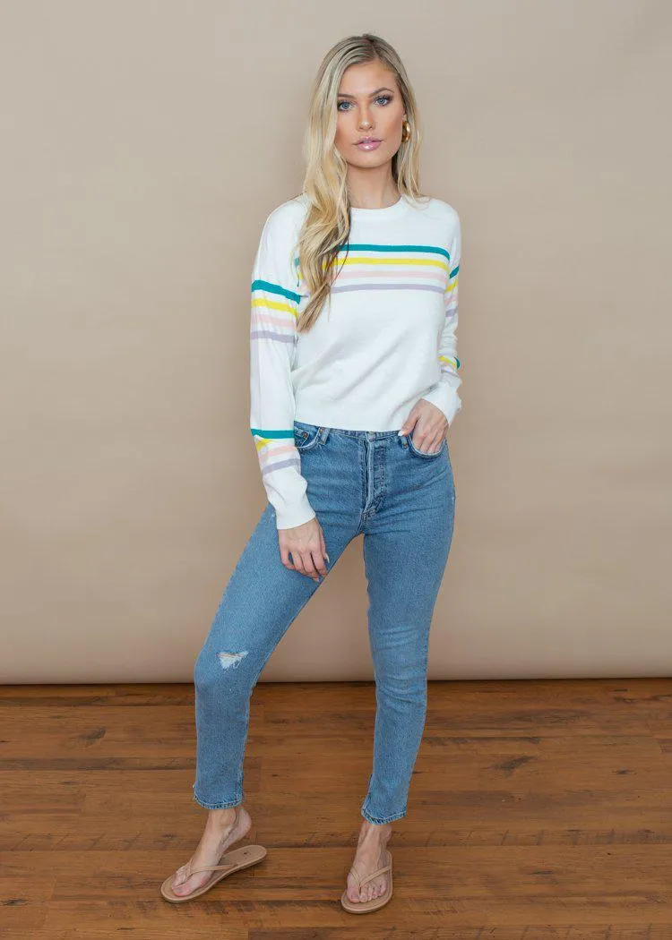 BB Dakota Like A Rainbow Striped Crewneck Sweater-***FINAL SALE***