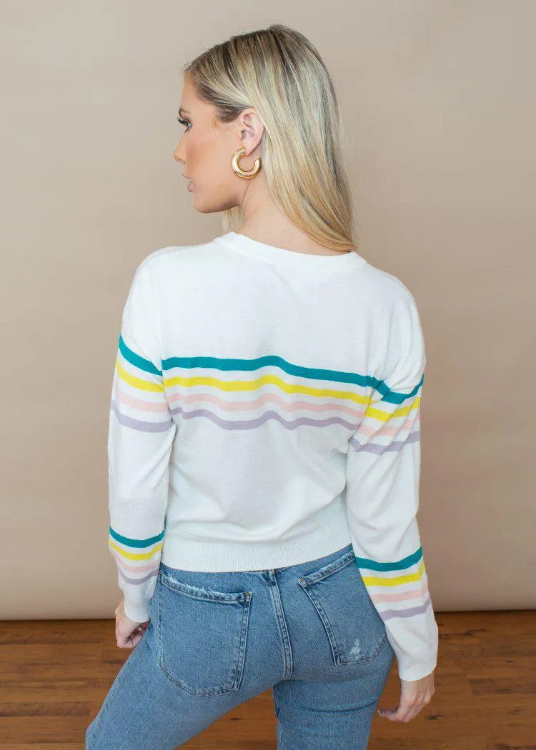 BB Dakota Like A Rainbow Striped Crewneck Sweater-***FINAL SALE***