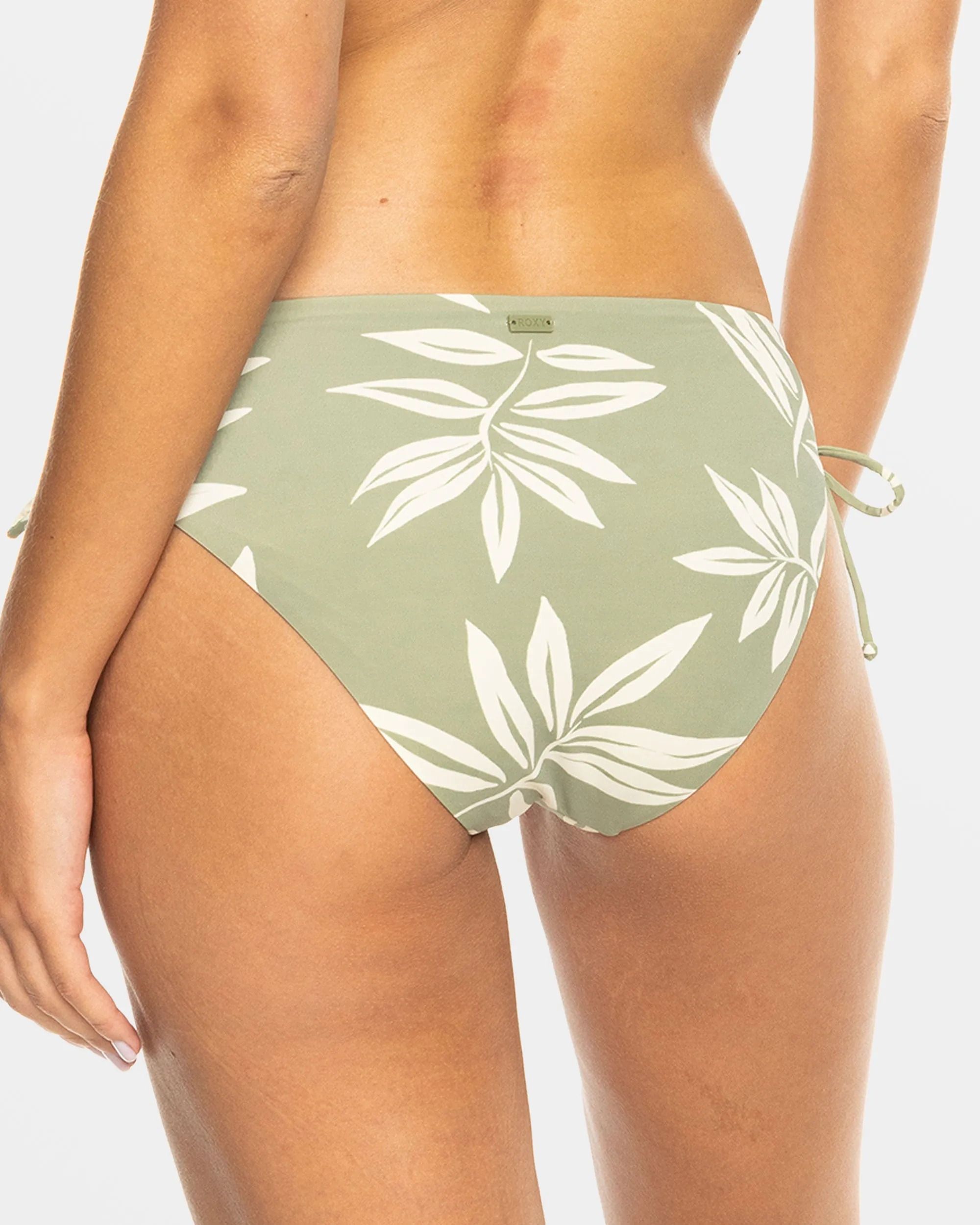 Beach Classics Hipster Ties Bikini Bottoms - Oil Green Leavin