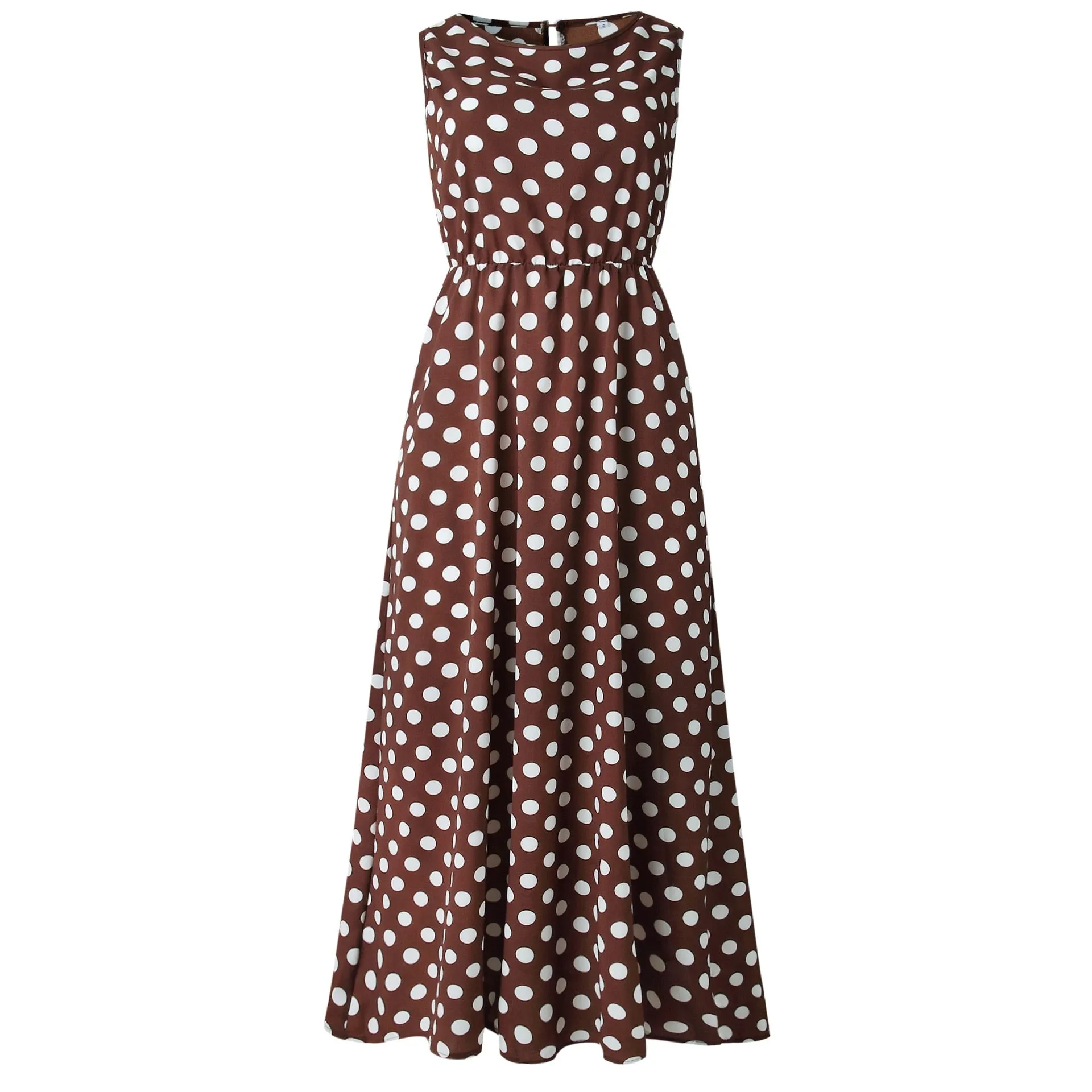 BerriesJam - 2024 Sleeveless Yellow Polka Dot A Line Maxi Dress