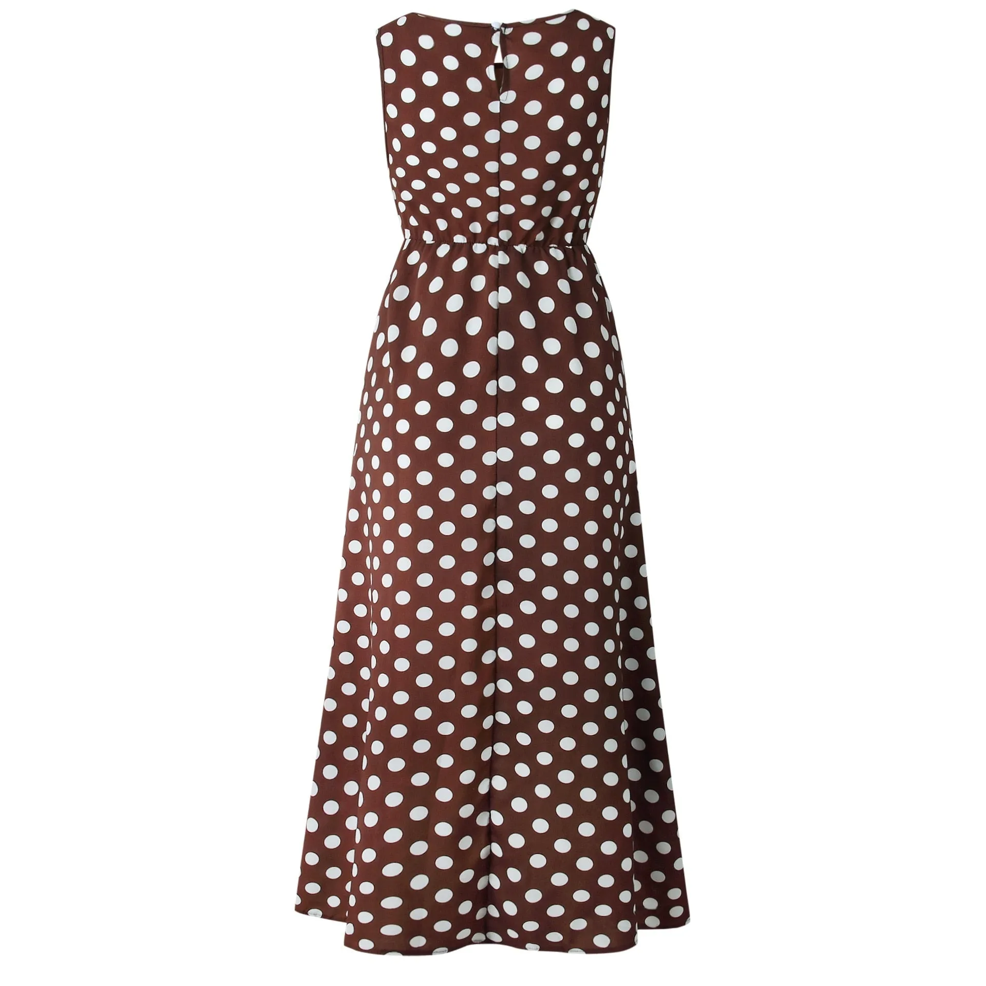 BerriesJam - 2024 Sleeveless Yellow Polka Dot A Line Maxi Dress
