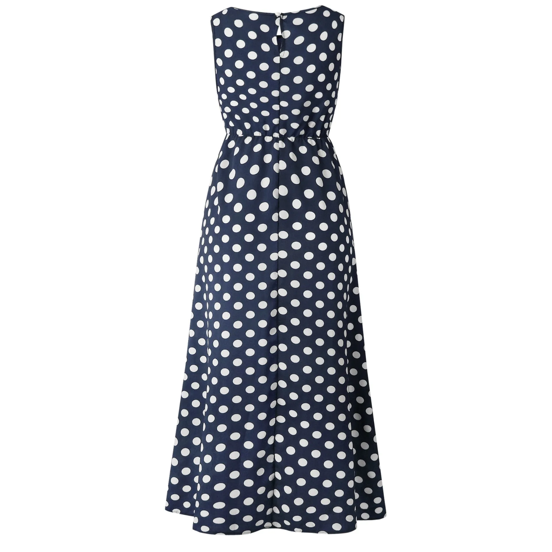 BerriesJam - 2024 Sleeveless Yellow Polka Dot A Line Maxi Dress