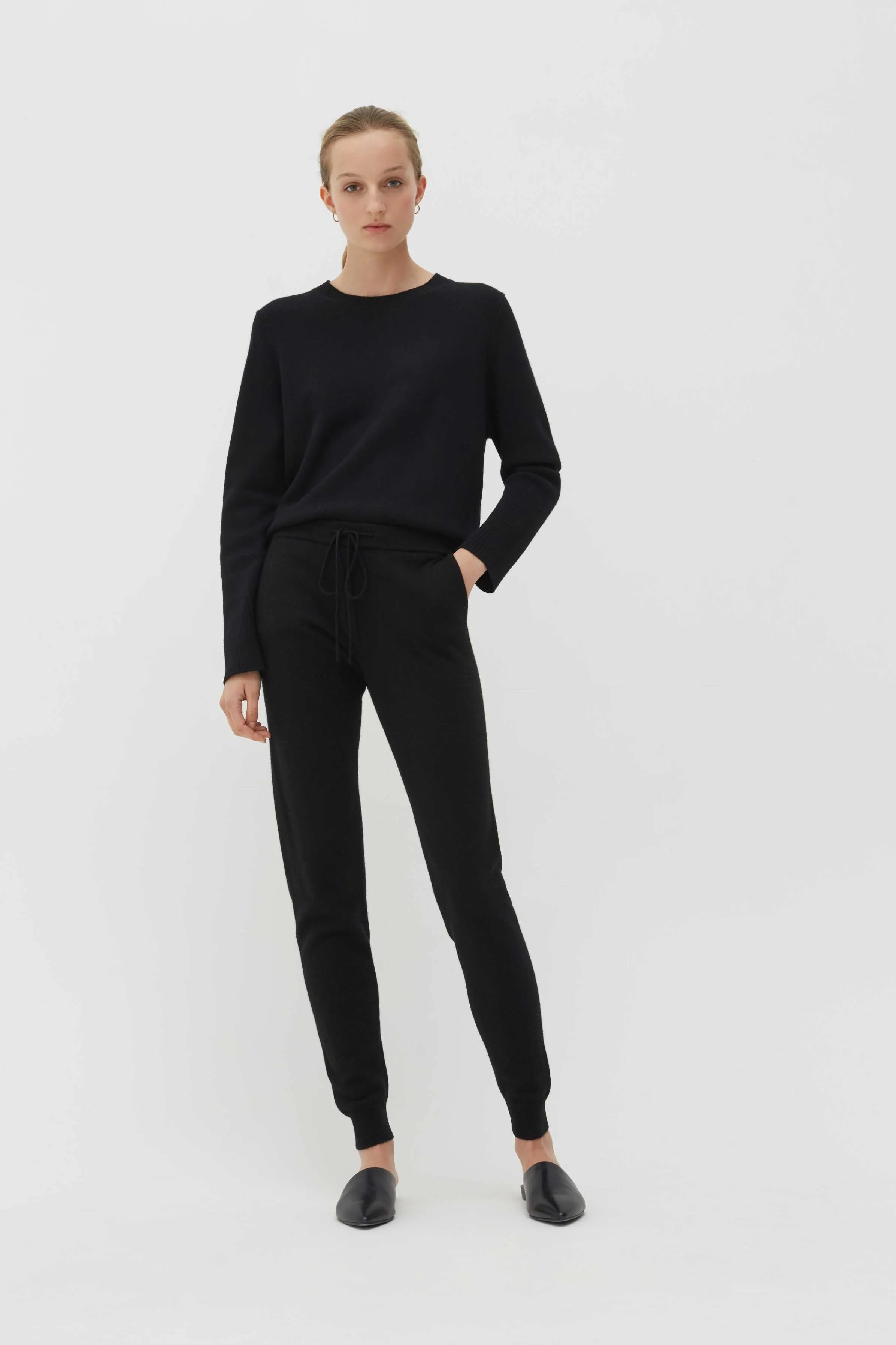 Black Cashmere Track Pants