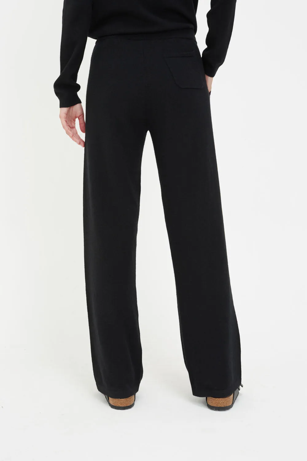 Black Cashmere Wide-Leg Pants