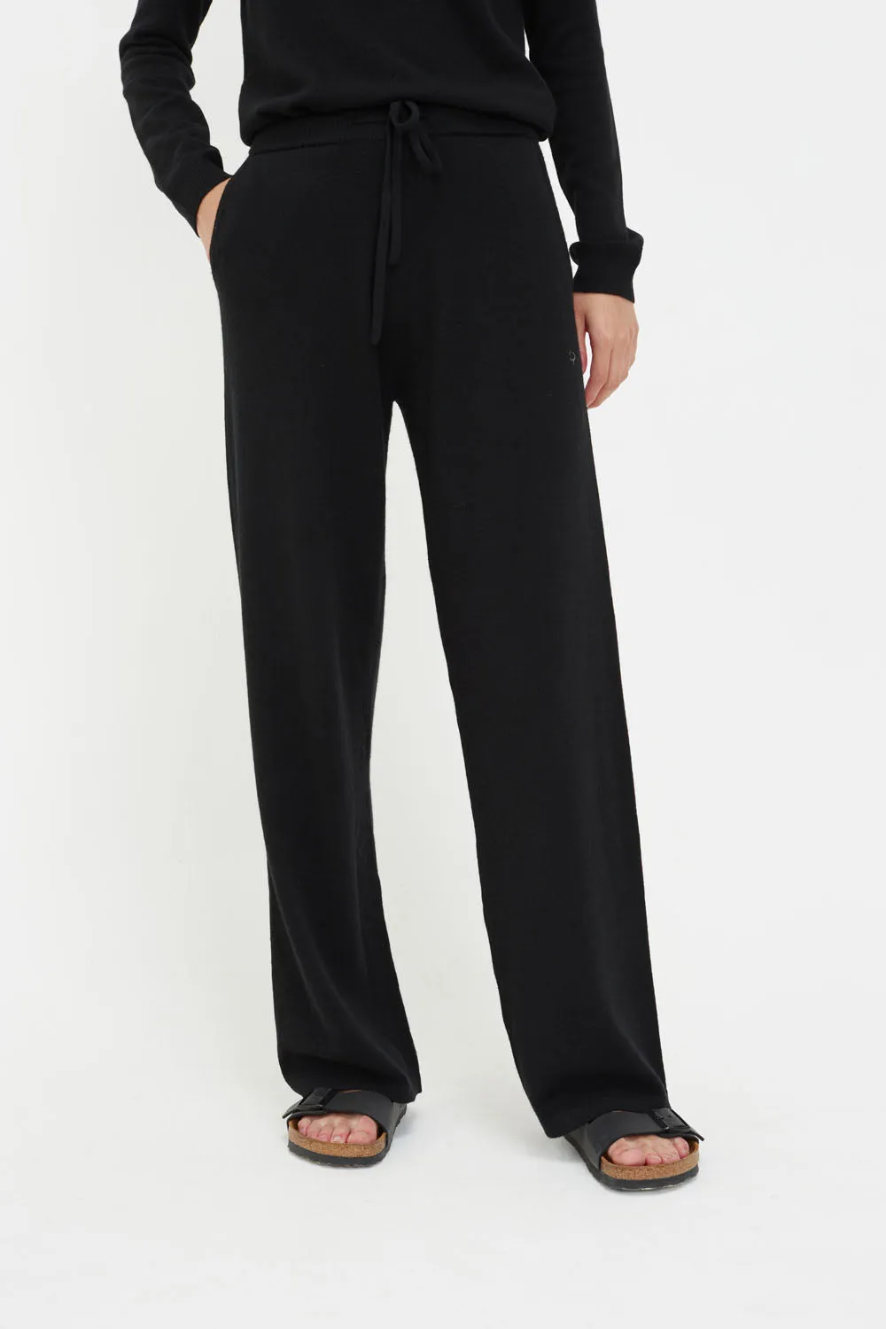 Black Cashmere Wide-Leg Pants