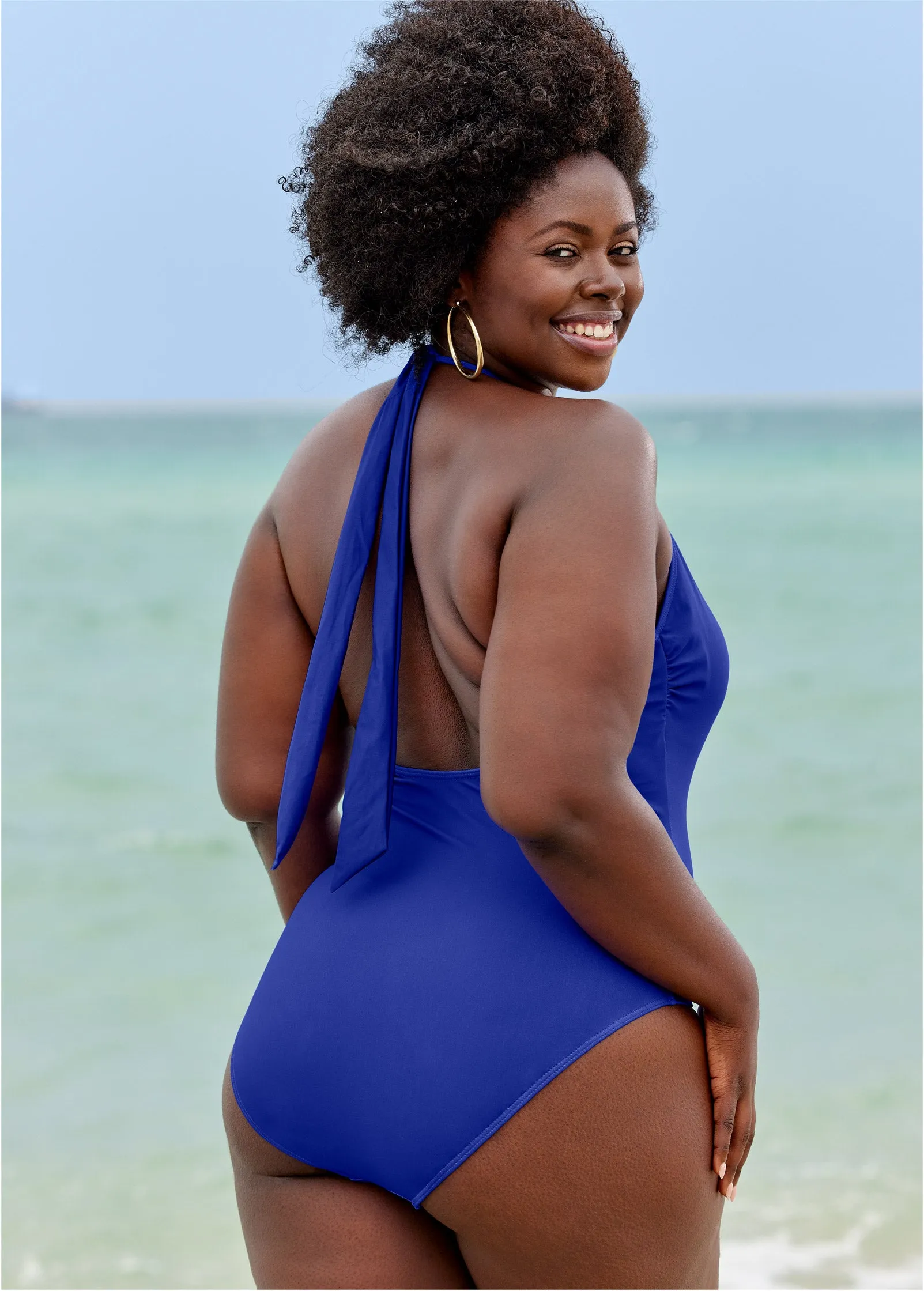 Blanc V Neck One-Piece - Celestial Blue