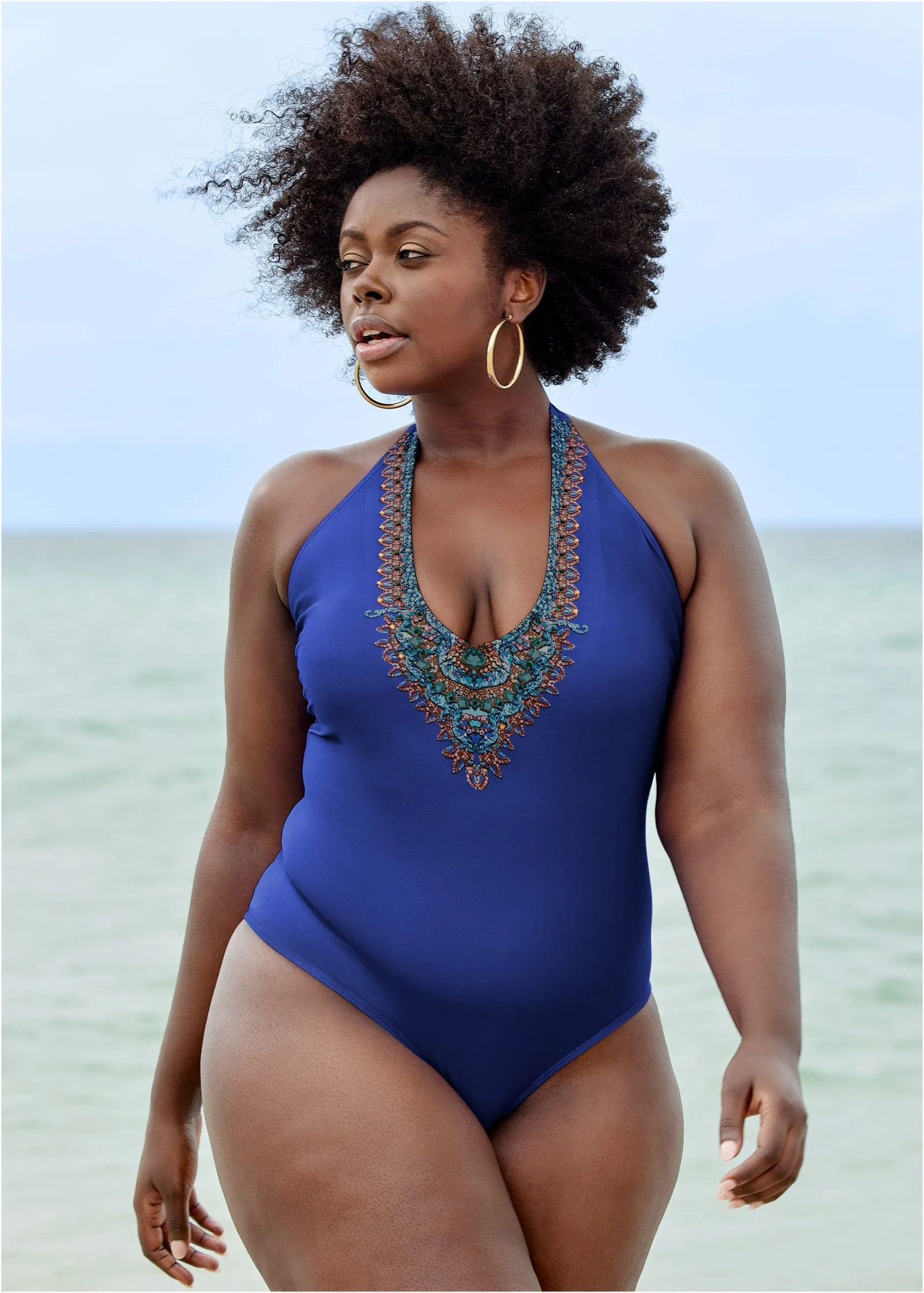 Blanc V Neck One-Piece - Celestial Blue