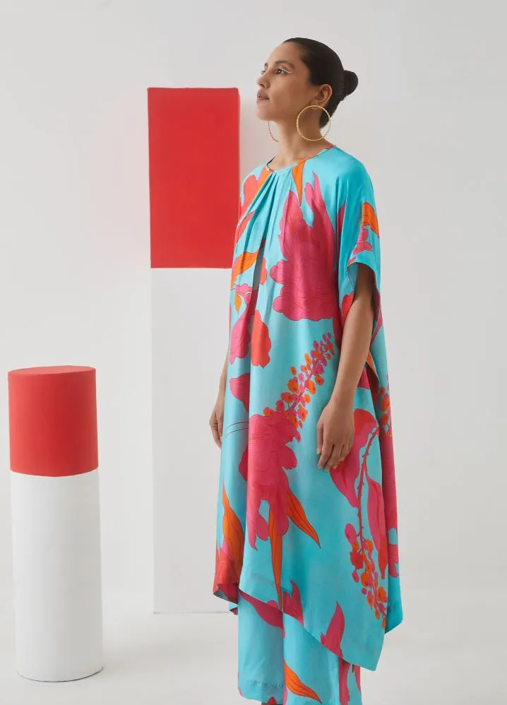 Blue Rose Kimono Kurta  Trousers