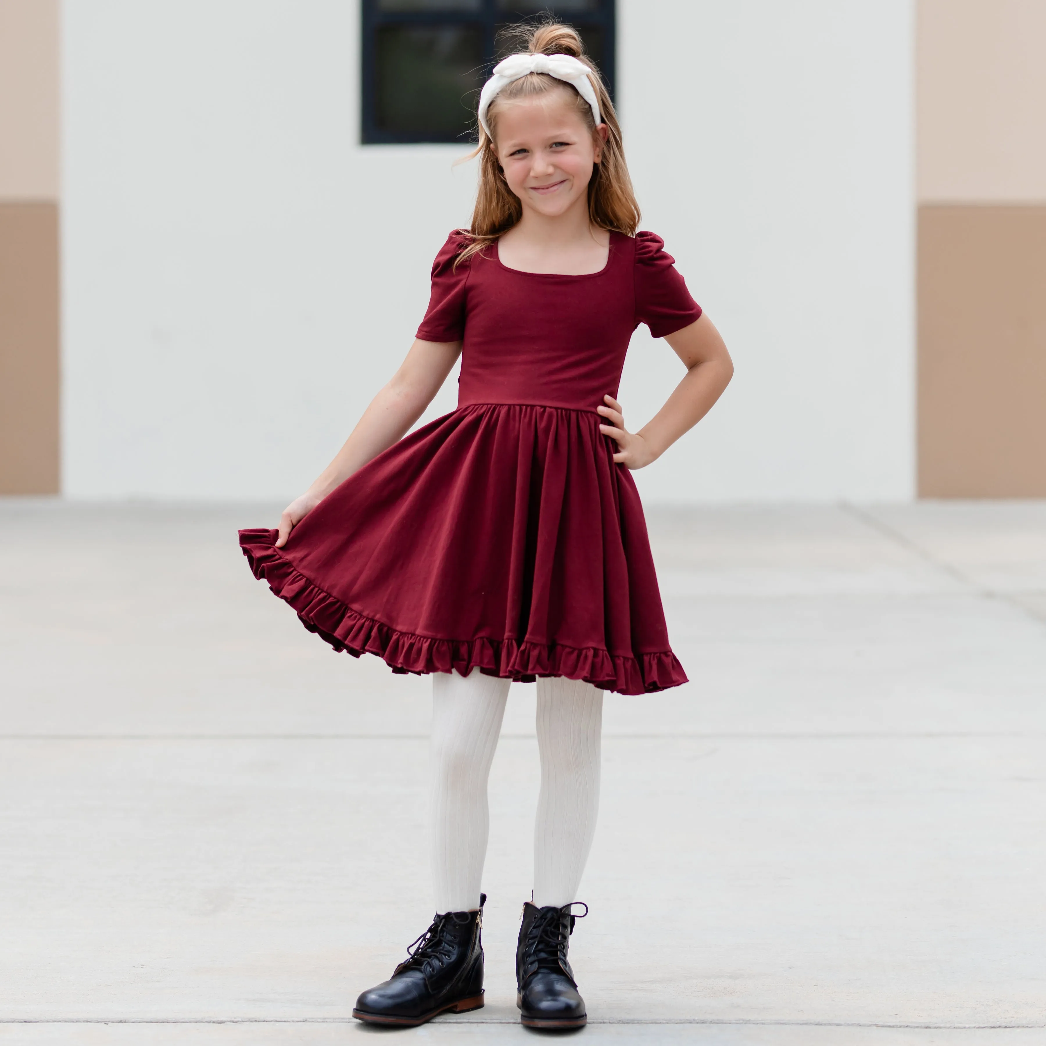 Burgundy Mod Twirl Dress