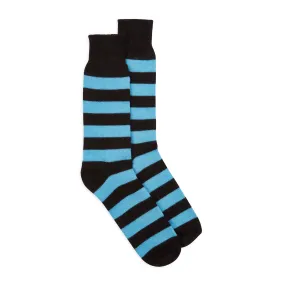Burrows & Hare Stripe Alpaca Socks - Charcoal & Pale Blue