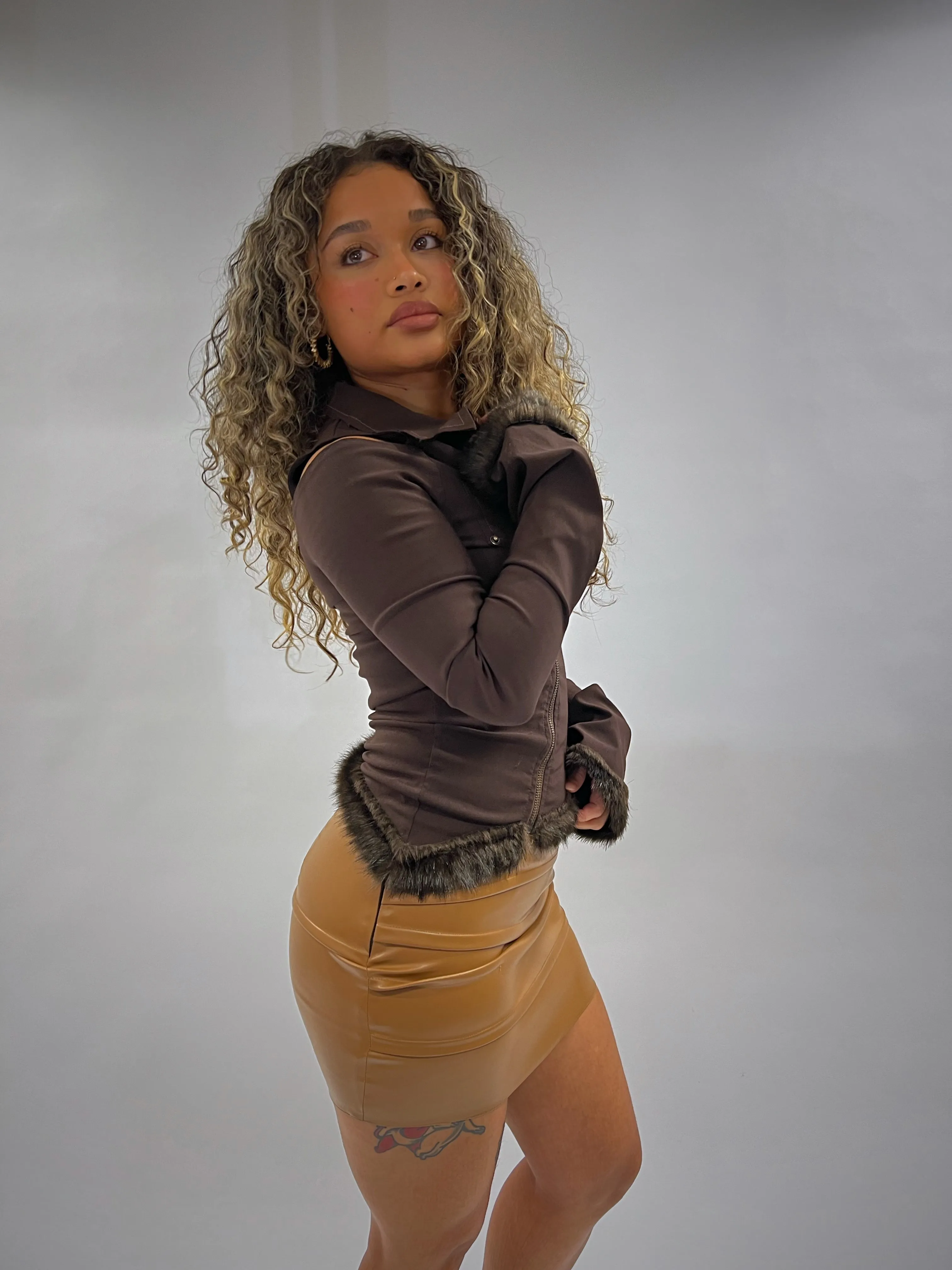 Caramel Cognac Zip Up
