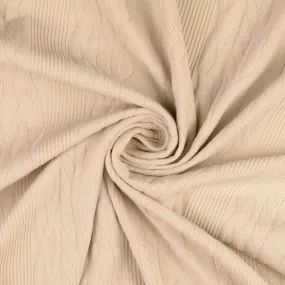 Cotton Cable Knit Fabric in Cream