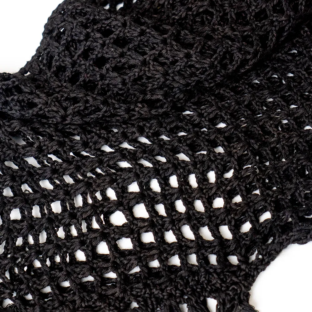 Crochet Cropped Sweater Rayon Black, 1 size