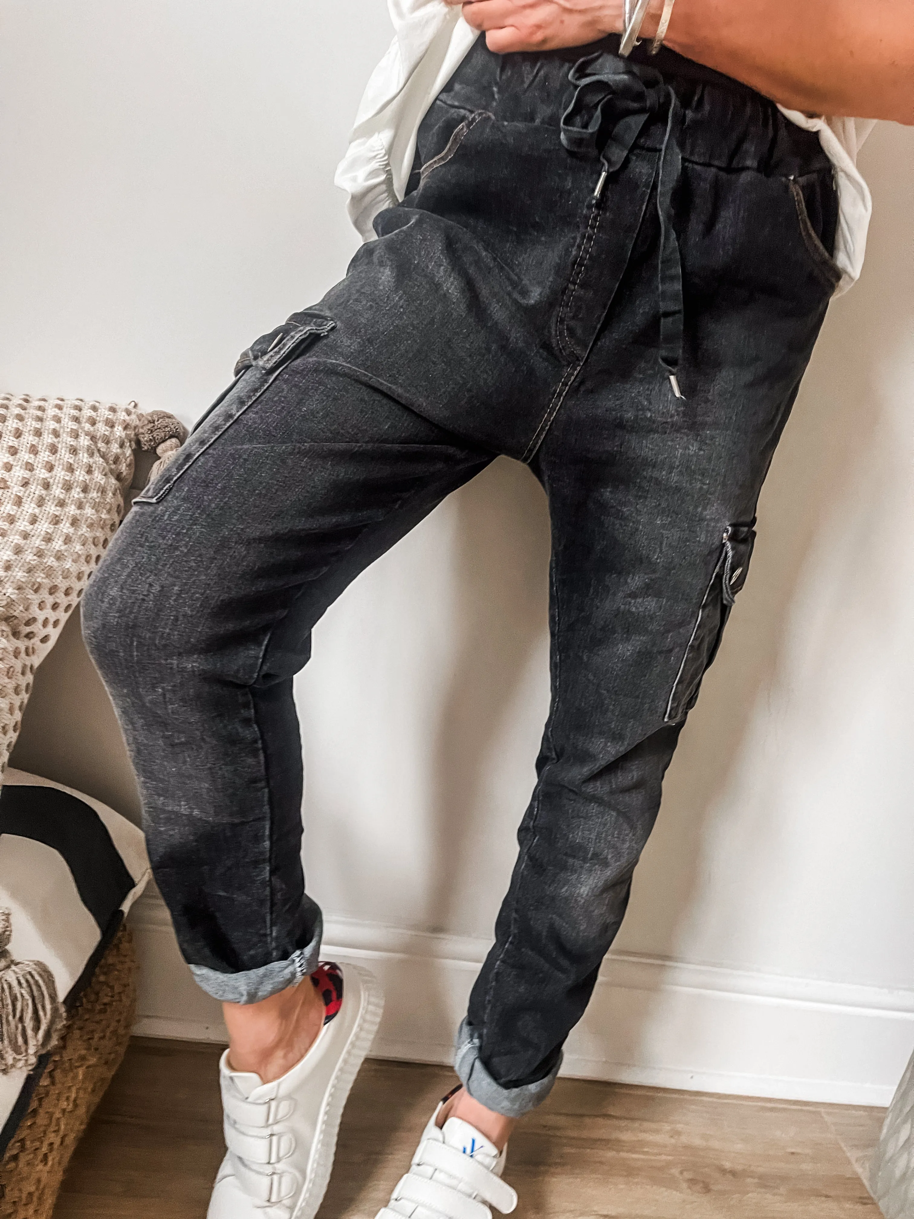 Denim Cargo Magic Pants