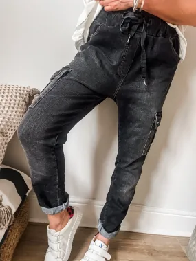 Denim Cargo Magic Pants