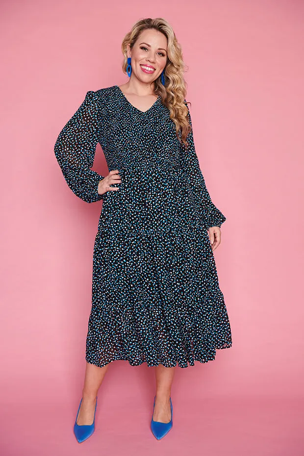 Dijon Petrol Spot Dress