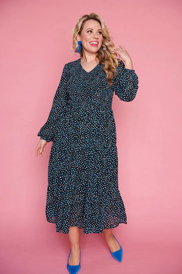 Dijon Petrol Spot Dress