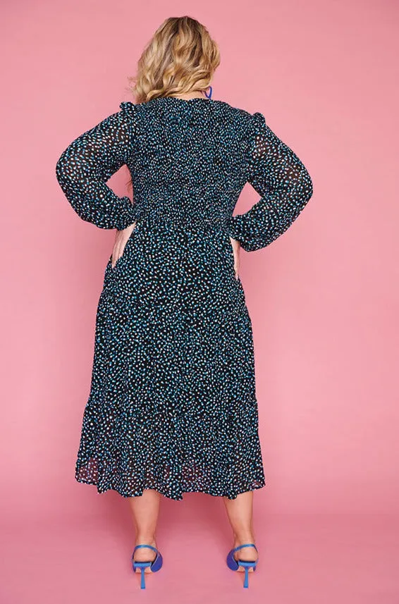 Dijon Petrol Spot Dress