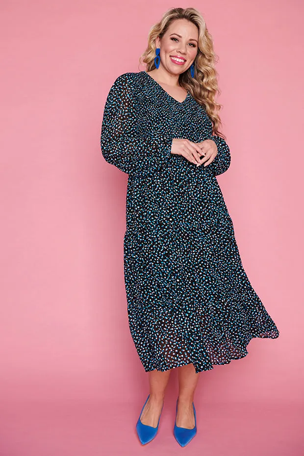 Dijon Petrol Spot Dress