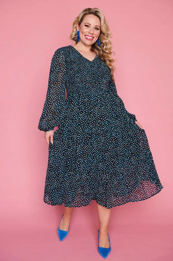 Dijon Petrol Spot Dress