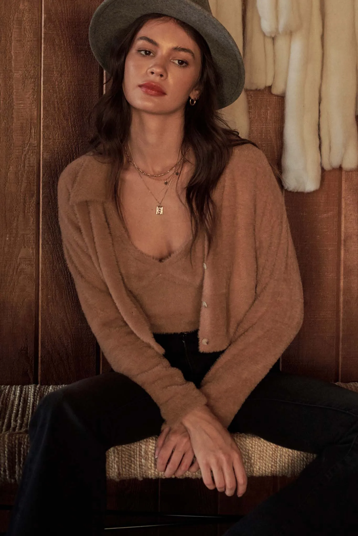 Dulce Vita Fuzzy Knit Cropped Sweater Tank
