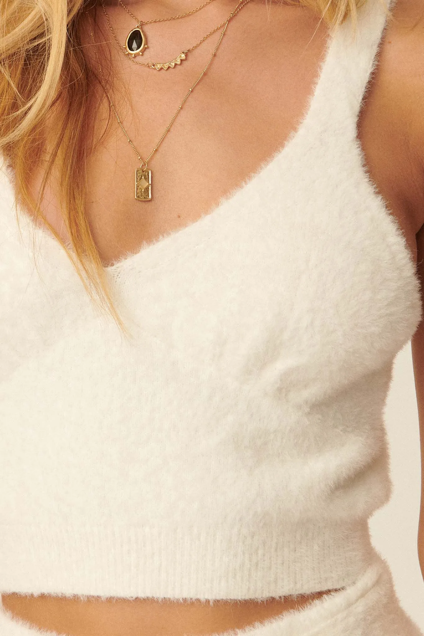 Dulce Vita Fuzzy Knit Cropped Sweater Tank