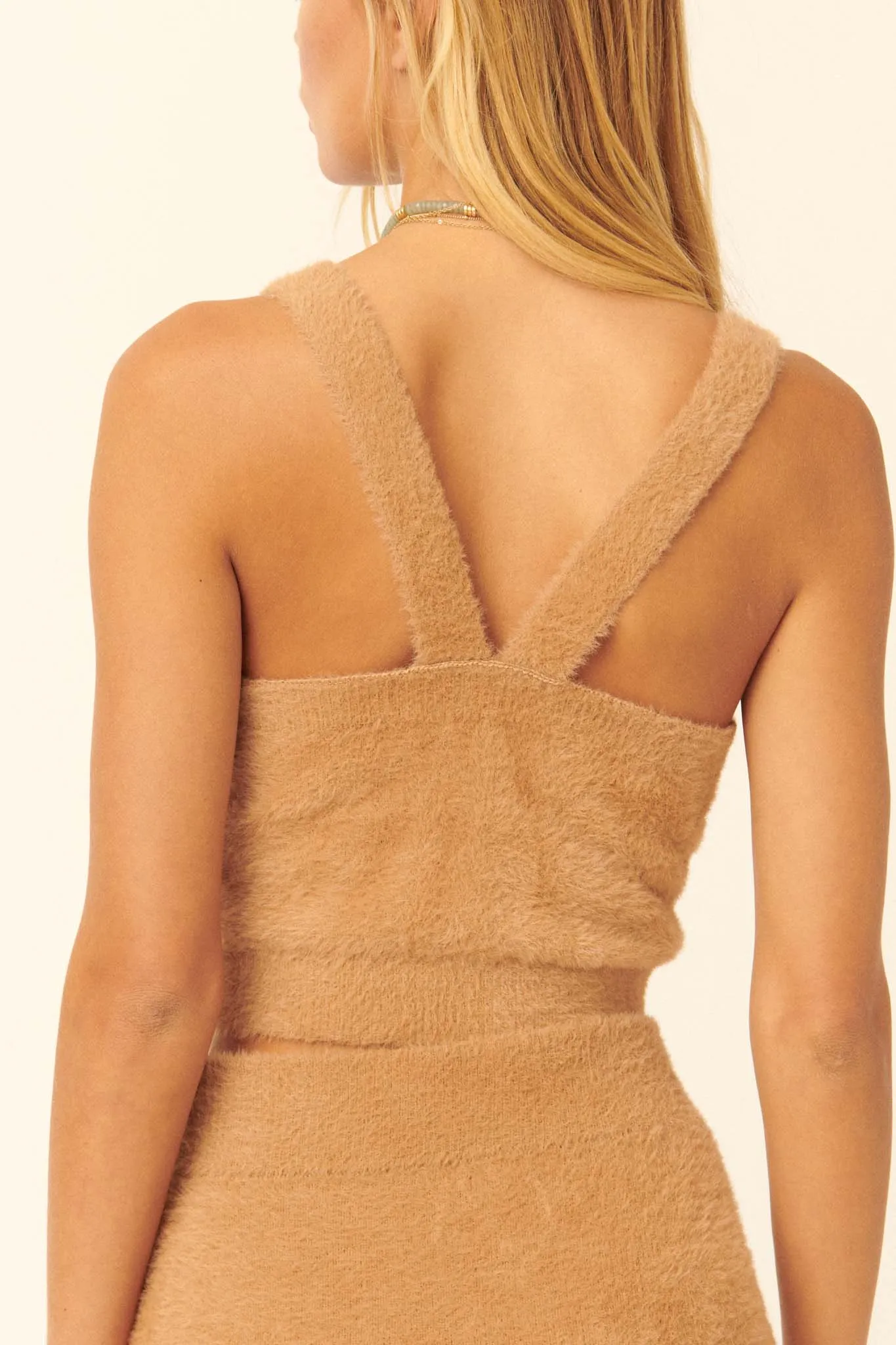 Dulce Vita Fuzzy Knit Cropped Sweater Tank