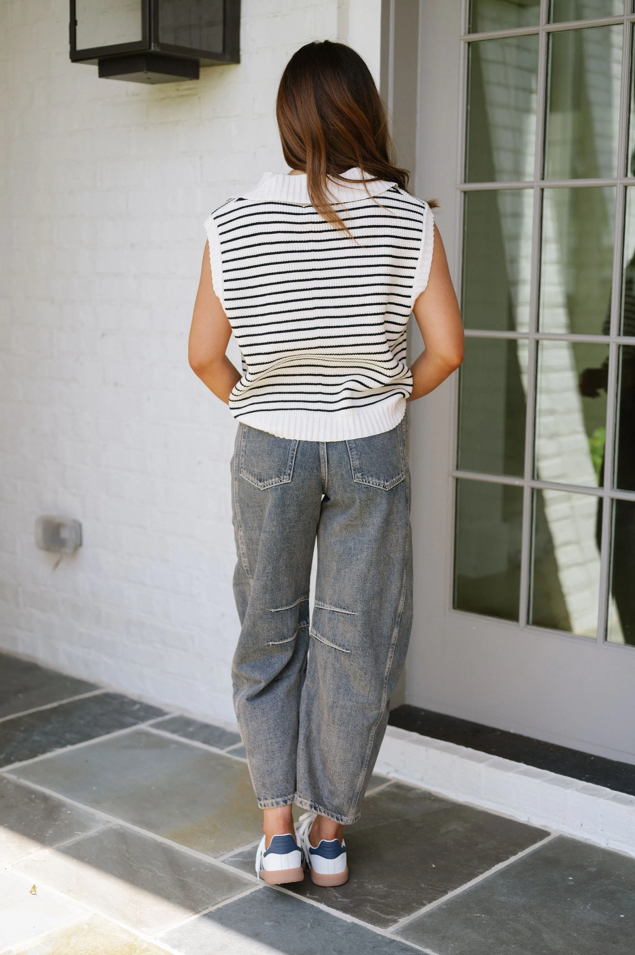 Eliana Sweater Vest-Ivory/Black