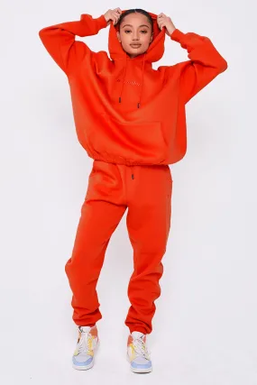 Essential Oversized Fleece Tracksuit - Fiery Red