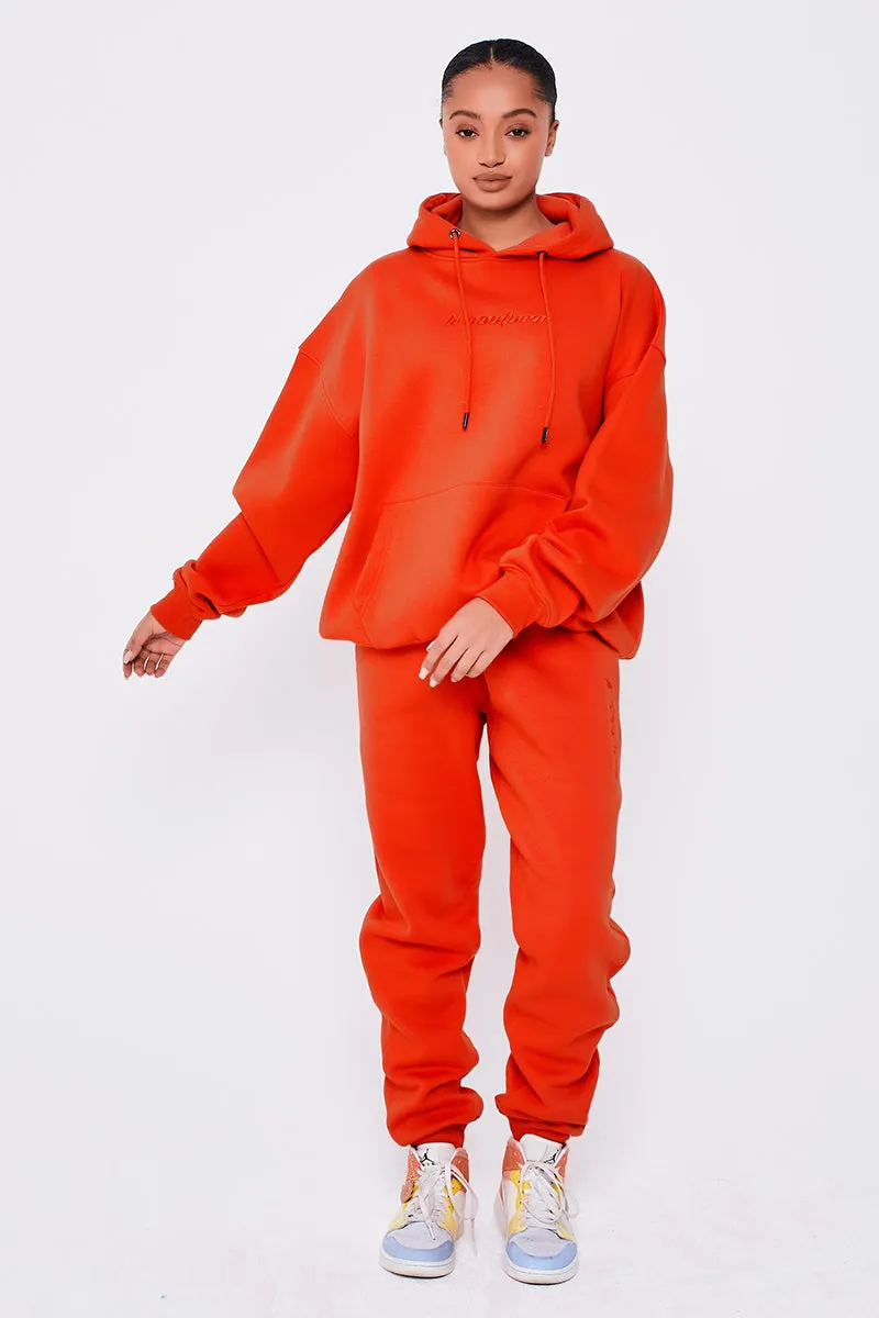 Essential Oversized Fleece Tracksuit - Fiery Red