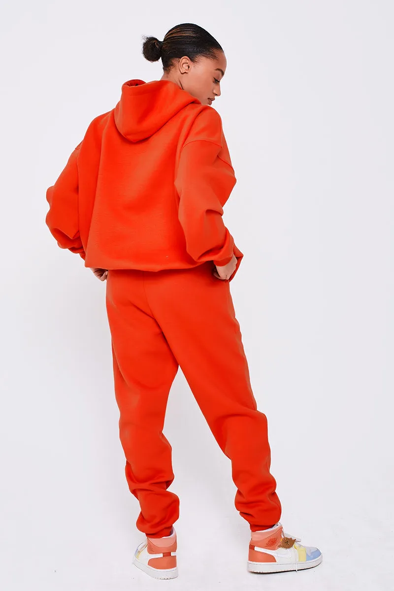 Essential Oversized Fleece Tracksuit - Fiery Red