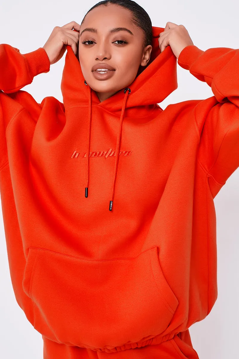 Essential Oversized Fleece Tracksuit - Fiery Red