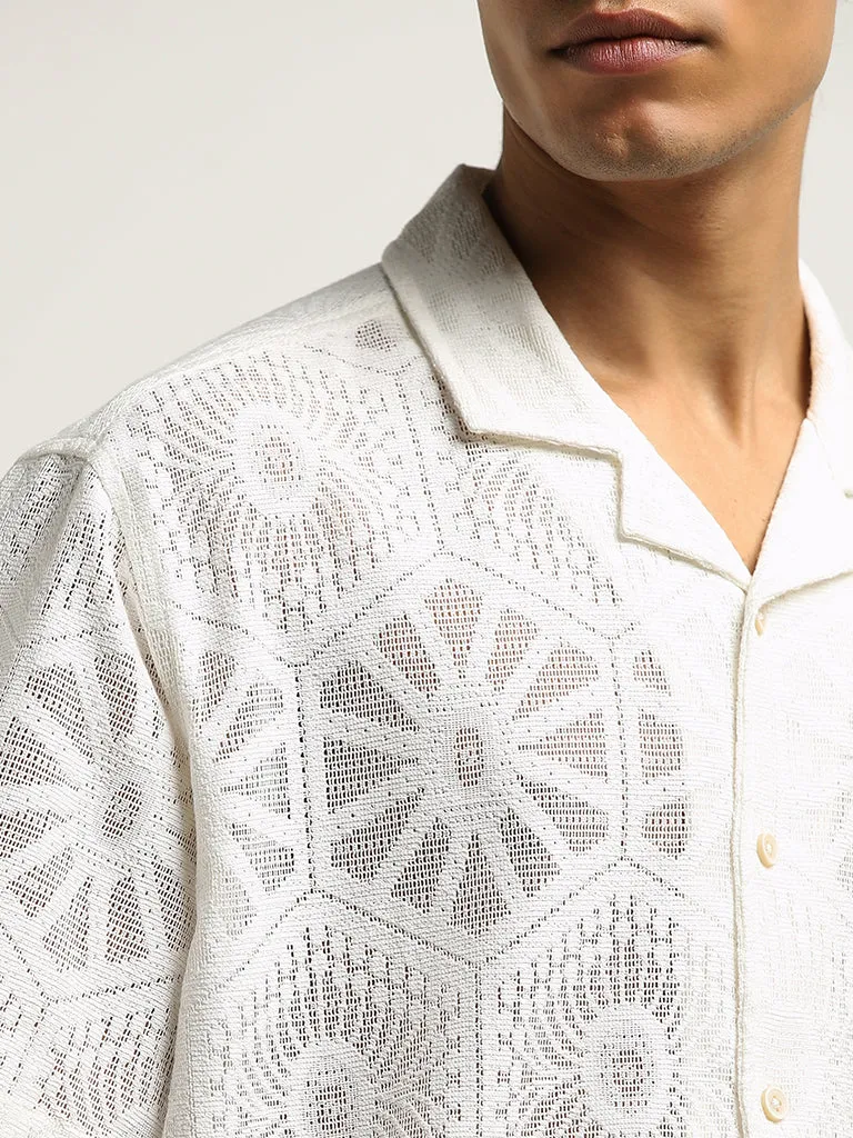 ETA White Relaxed-Fit Cotton Blend Shirt